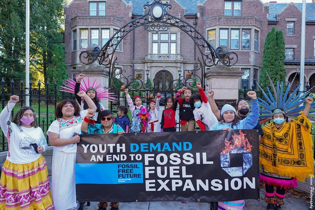 Indigenous youth and supporters gather in front of MN Governor’s mansion